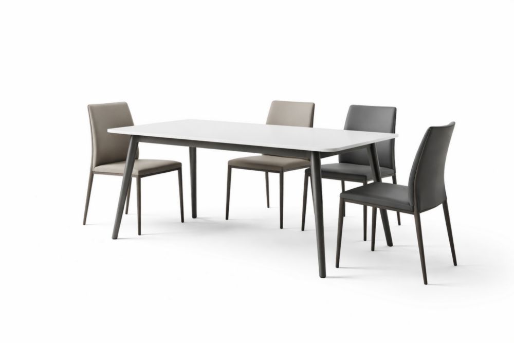 Set tavolo da pranzo in MDF con 4 sedie in ecopelle