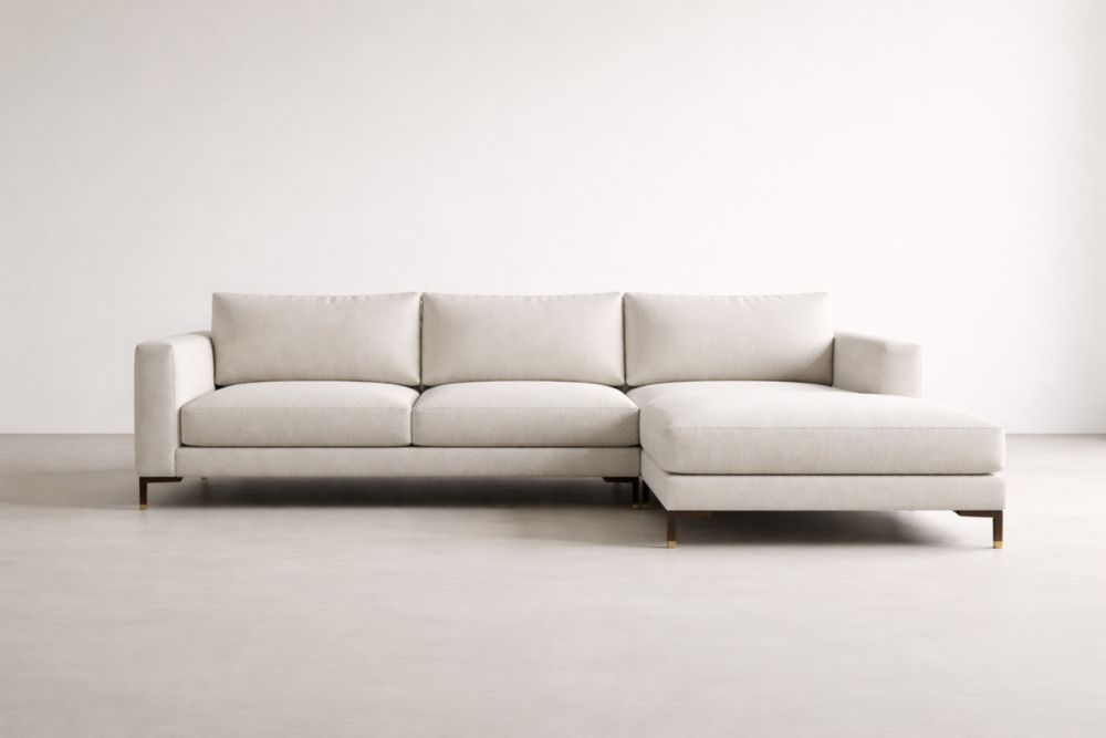 Divano Angolare in Tessuto Beige