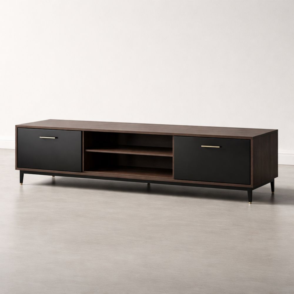 Mobile TV in Legno MDF e Metallo Marrone/Nero Lunghezza 180 cm