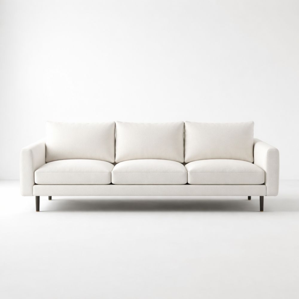 Divano 3 Posti Tessuto Poliestere Bianco 220x90x85 cm