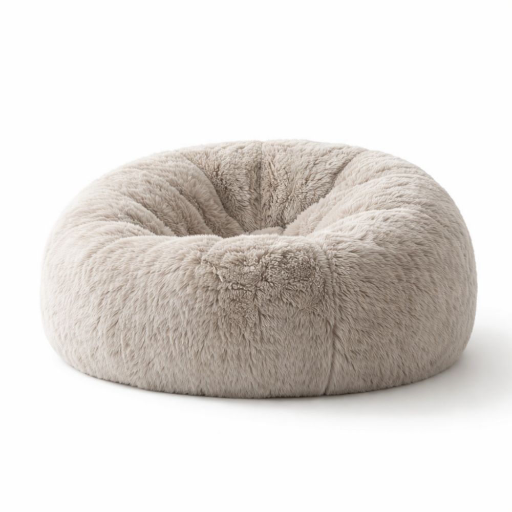 Poltrona Sacco XXL in Tessuto di Poliestere 120 cm Beige