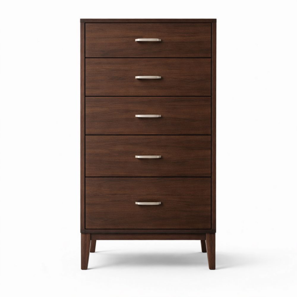 Cassettiera in Legno con 5 Cassetti Marrone