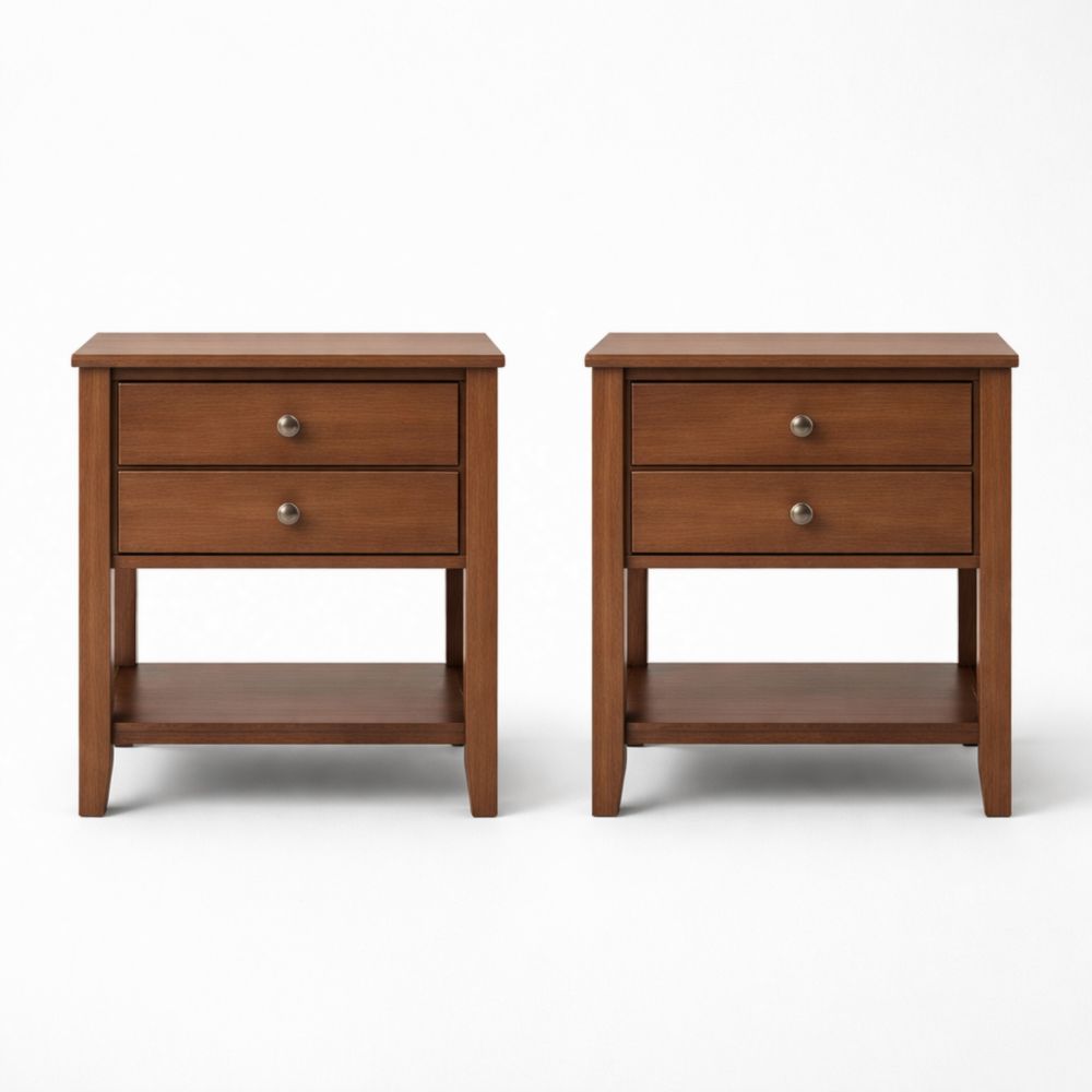 Set di 2 Comodini in Legno MDF con Cassetti