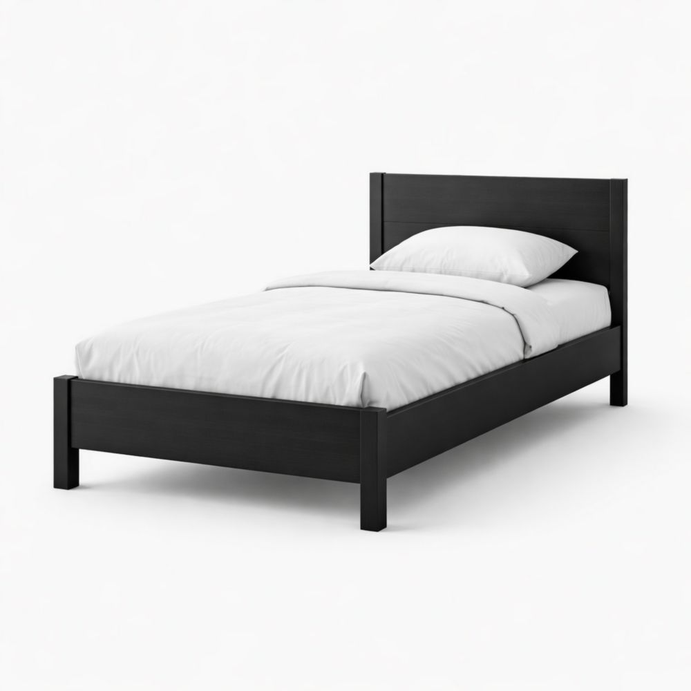 Letto singolo in legno nero 200x90 cm