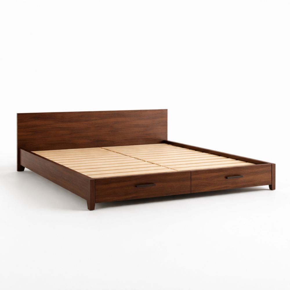 Letto in legno con cassetti integrati dimensioni 200x160cm colore Noce