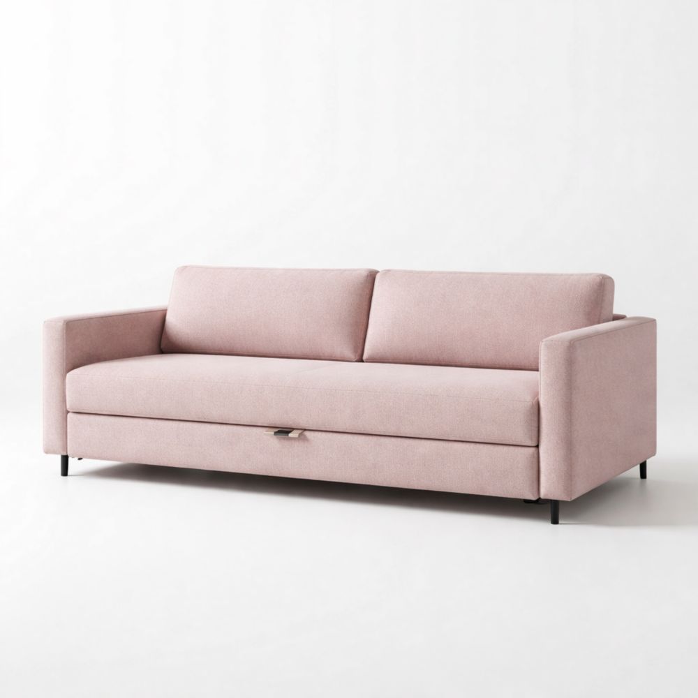 Divano Letto in Tessuto di Poliestere Rosa 200x90x85 cm