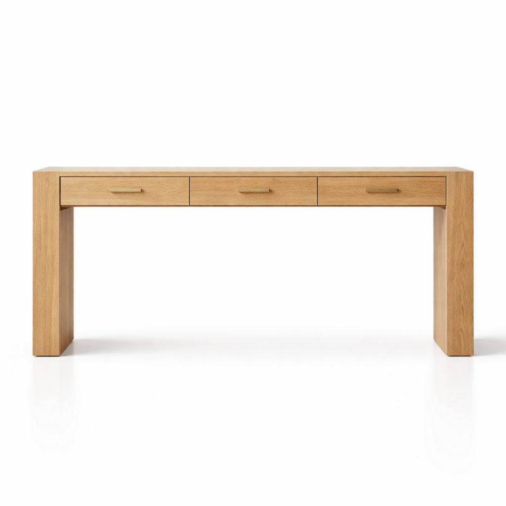 Scrivania consolle in legno con 3 cassetti 140x40x76 cm