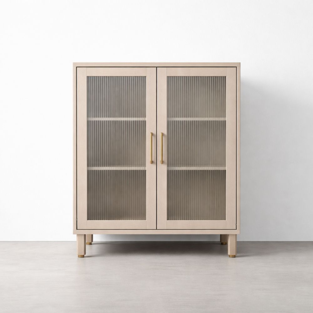 Credenza in Legno con Ante in Vetro Ondulato