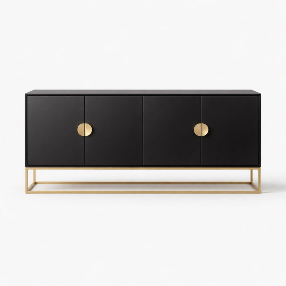 Credenza in legno e metallo nero