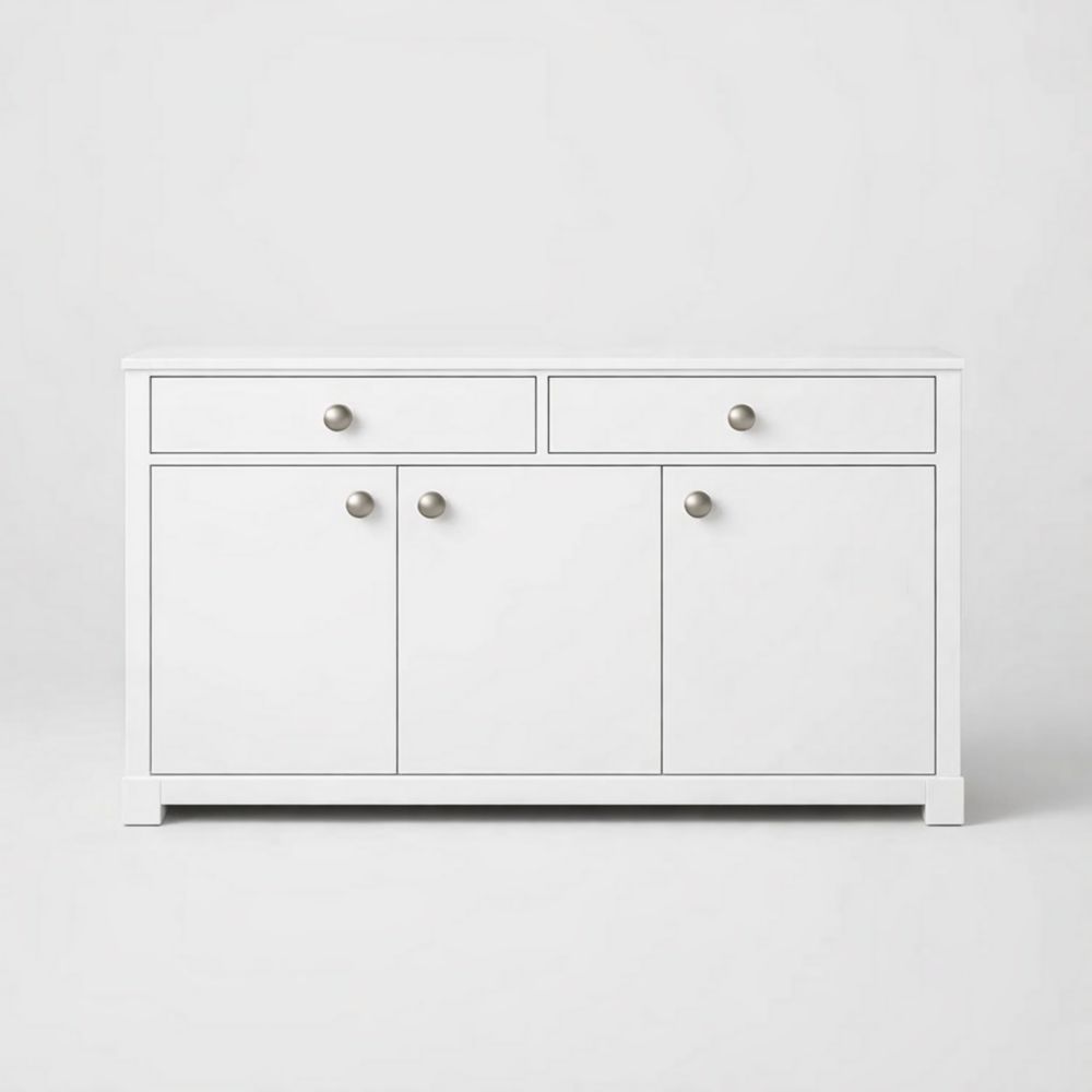 Credenza in Legno 3 Ante 2 Cassetti Bianco