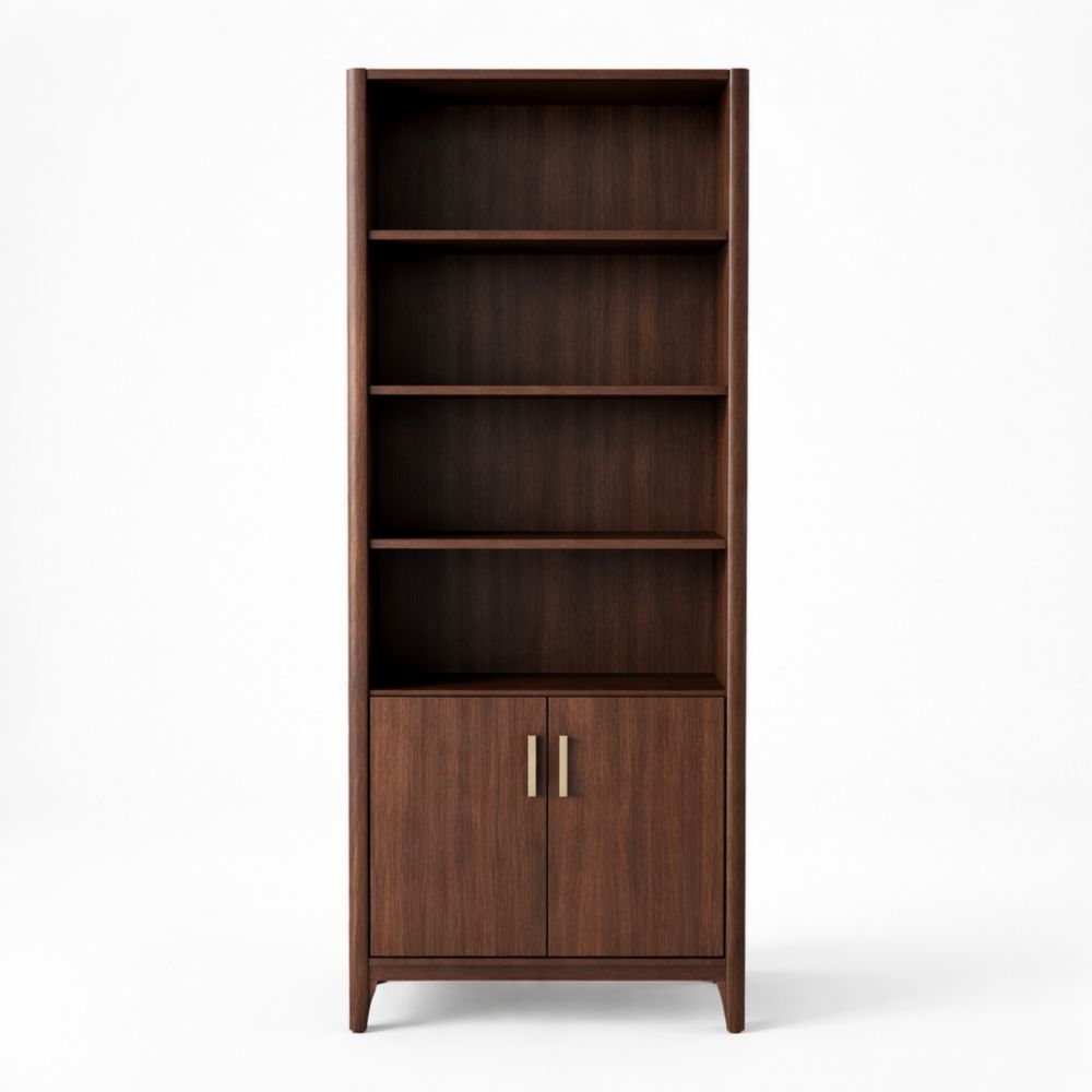 Libreria Legno di Noce con Ante e Ripiani Marrone 80x30x180 cm