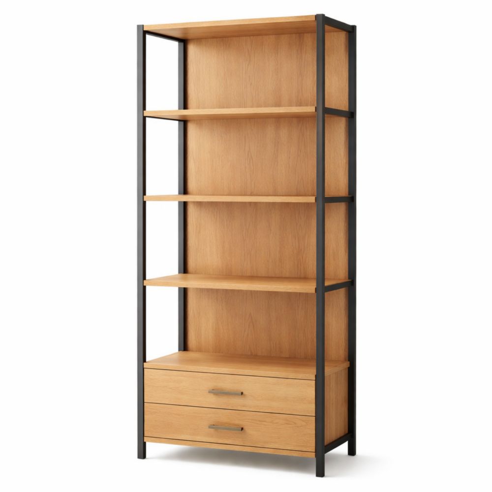 Libreria in Legno con Struttura in Metallo 180x80x30 cm Marrone/Nero