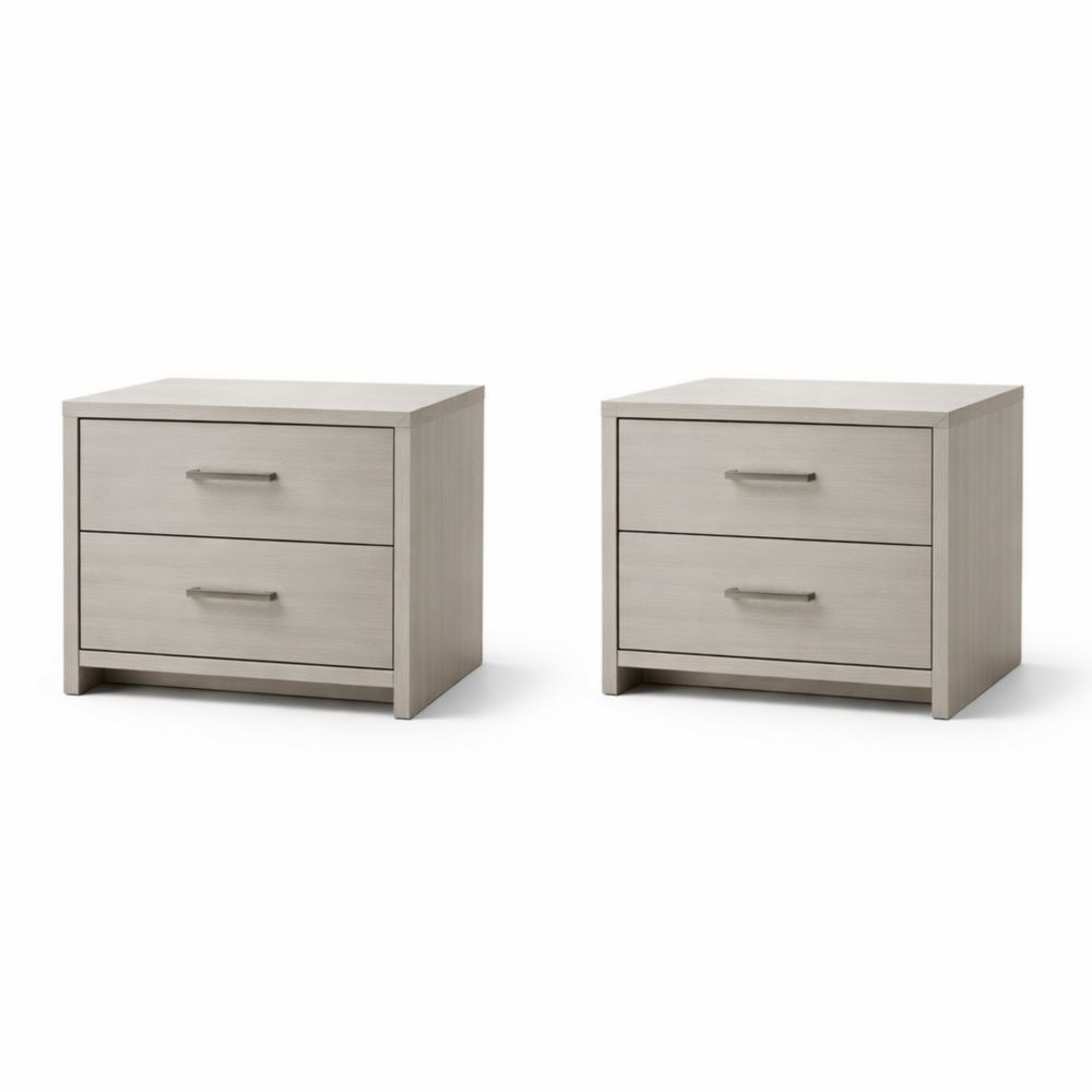 Set di 2 comodini in legno con cassetti colore Grigio 48x40x36cm