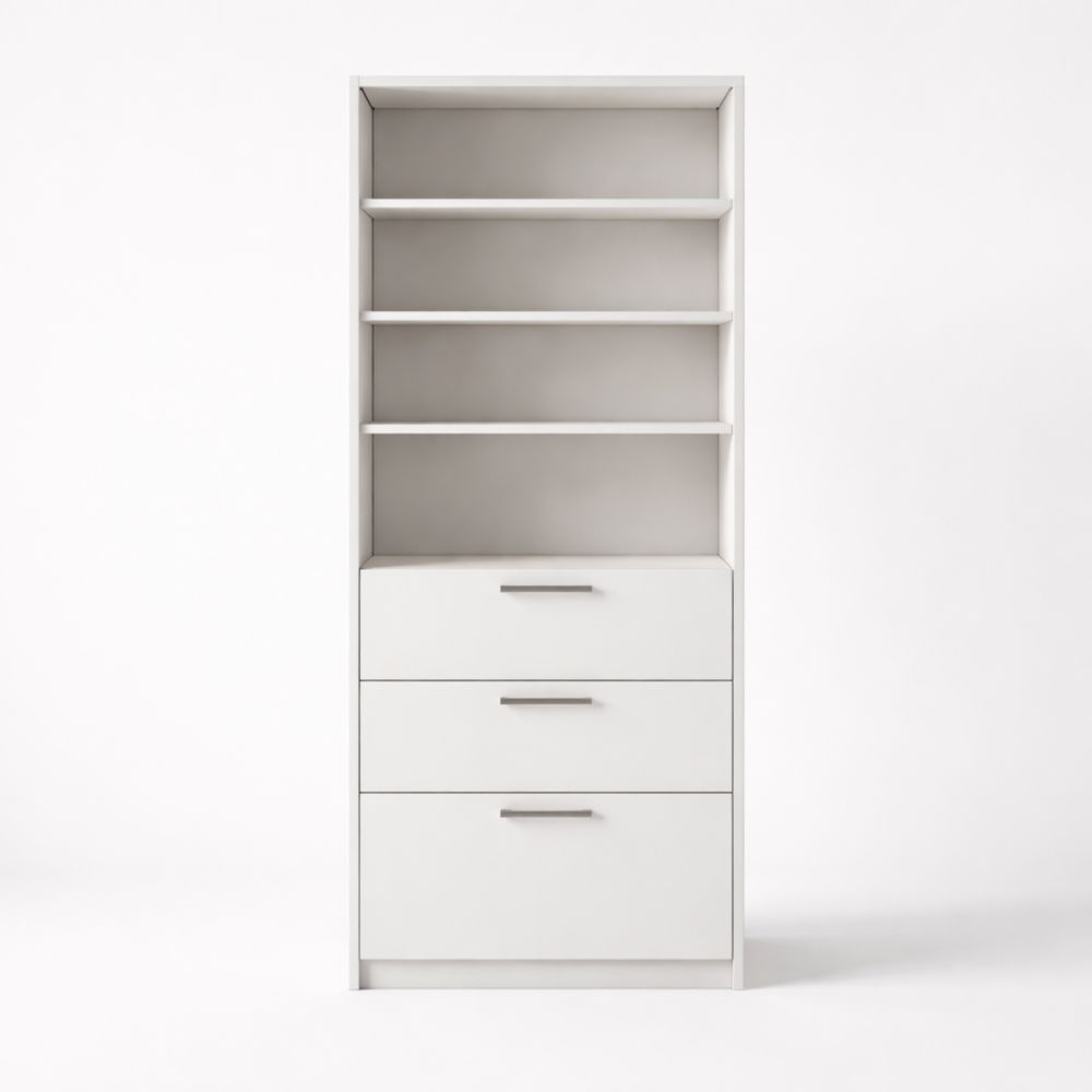 Libreria in Legno MDF con Ripiani e Cassetti Bianco 180x80x40cm