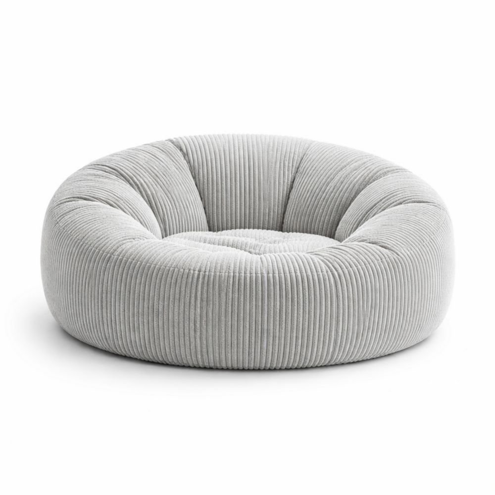 Poltrona Sacco in Velluto a Coste Grigio Diametro 100 cm