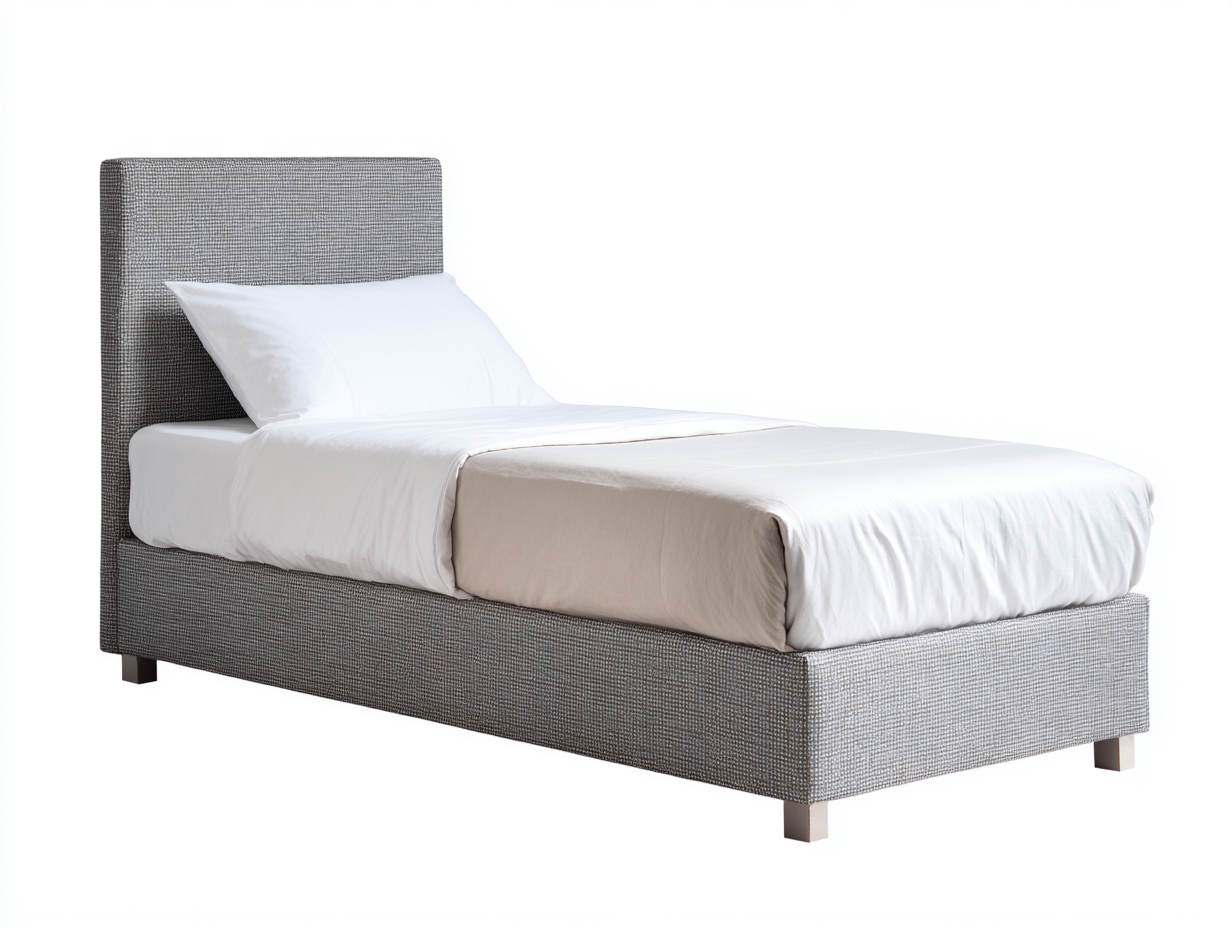 Lit simple 200x100x92 cm Gris Tête et pied de lit capitonnés