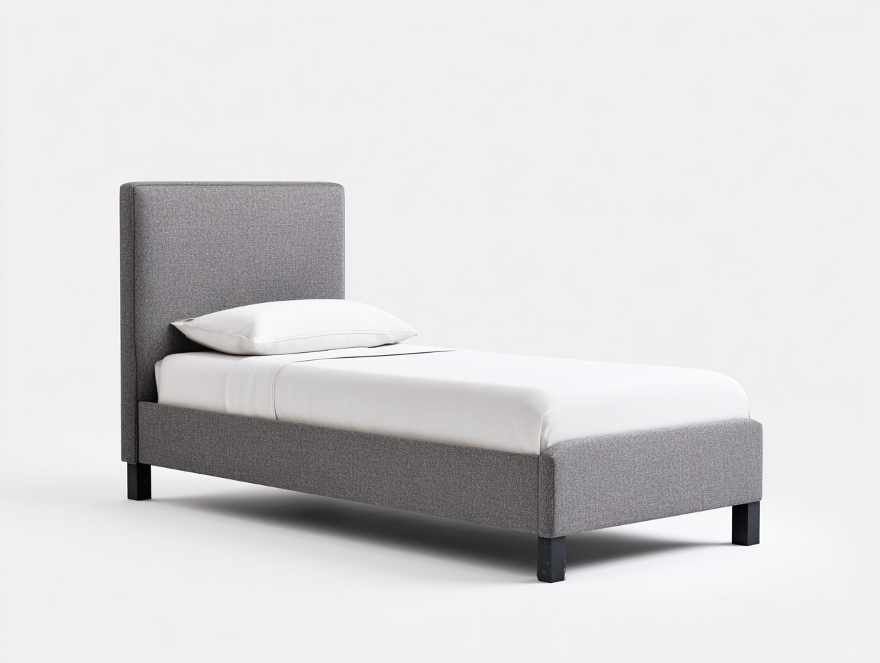 Lit simple 200x100x88 cm Blanc/Gris Design minimaliste