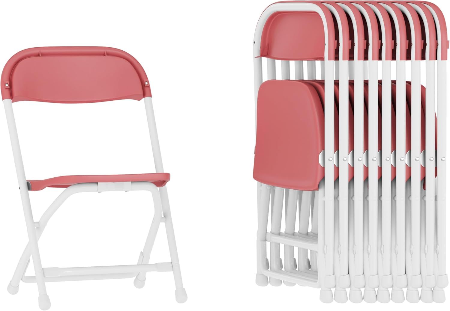 Lot de 10 chaises pliantes enfant en plastique bordeaux - Structure en acier allié - 35,6 x 33 x 52,1 cm - Dossier plein - Légères et faciles à nettoyer-Bamboogohaus
