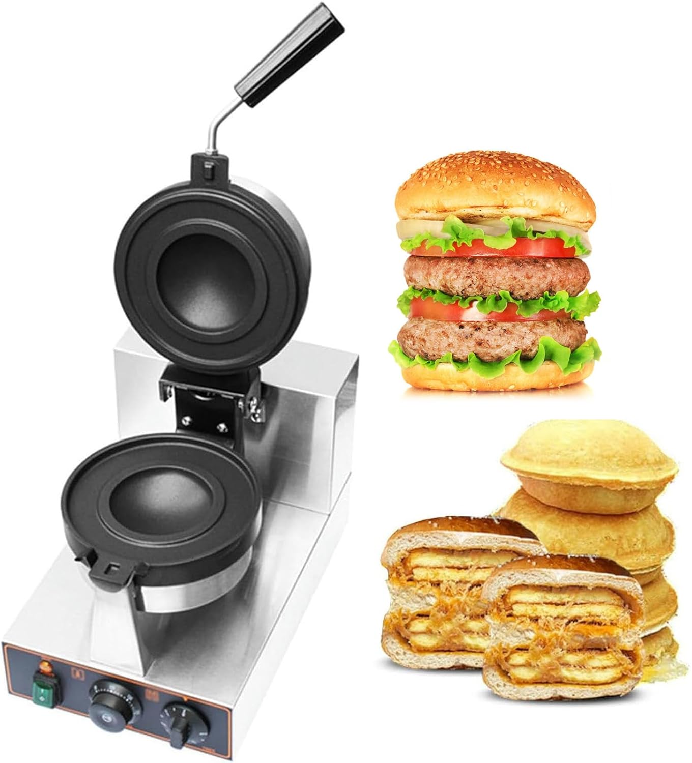 Adeproptitysed Presse à Sandwichs à la Crème Glacée, Gaufrier Électrique pour Hamburgers et Panini avec Plaques Antiadhésives, Contrôle du Temps et de la Température-Bamboogohaus