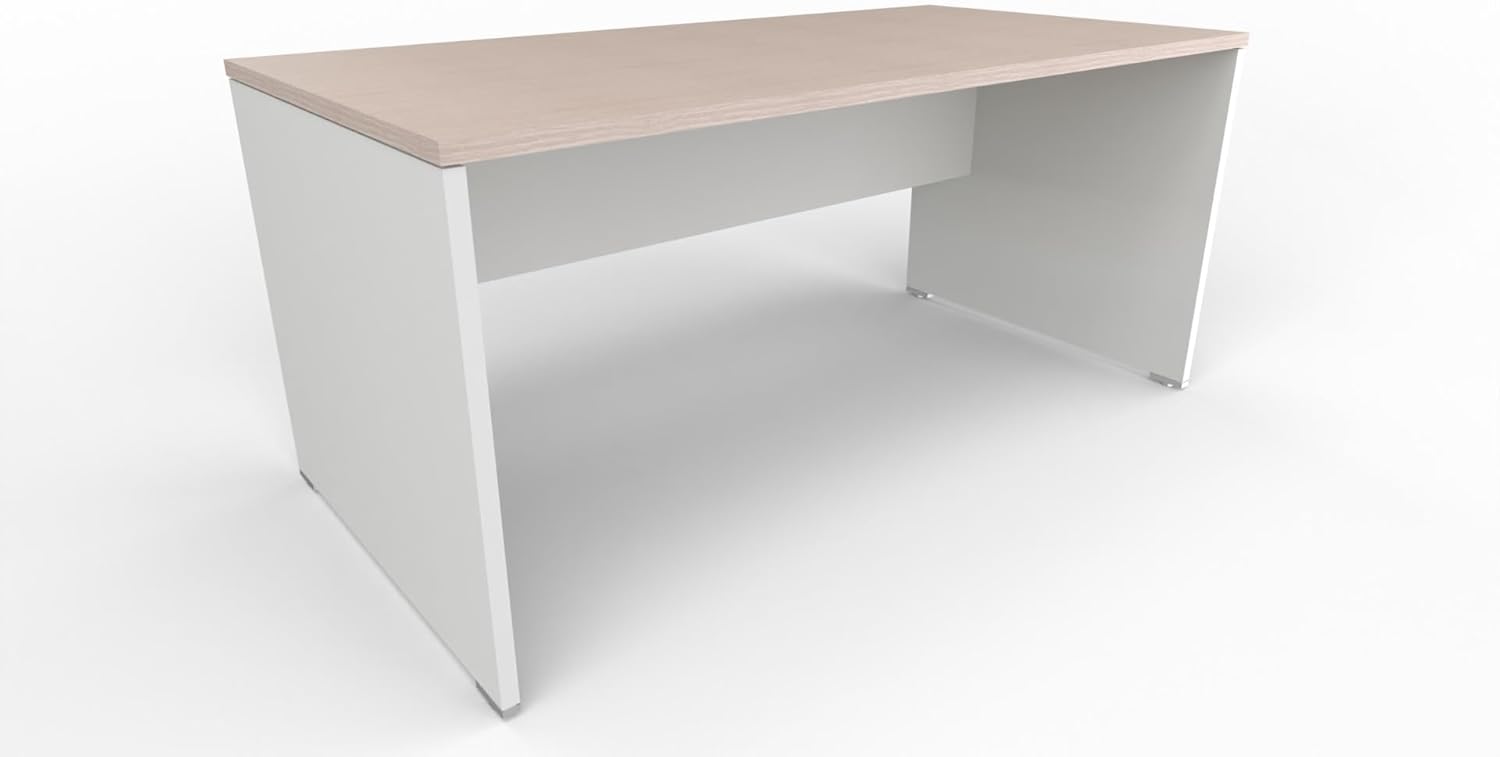 Bureau opérationnel 180x80x74 cm Bureau d'ordinateur Rectangulaire Blanc et chêne Bois et acier allié-Bamboogohaus