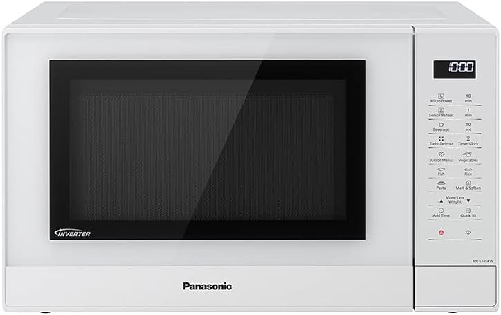 Panasonic NN-ST45KWEPG Four à Micro-ondes Inverter 32L Blanc, 1000W, 21 programmes automatiques, 7 niveaux, écran LCD, installation comptoir-Bamboogohaus