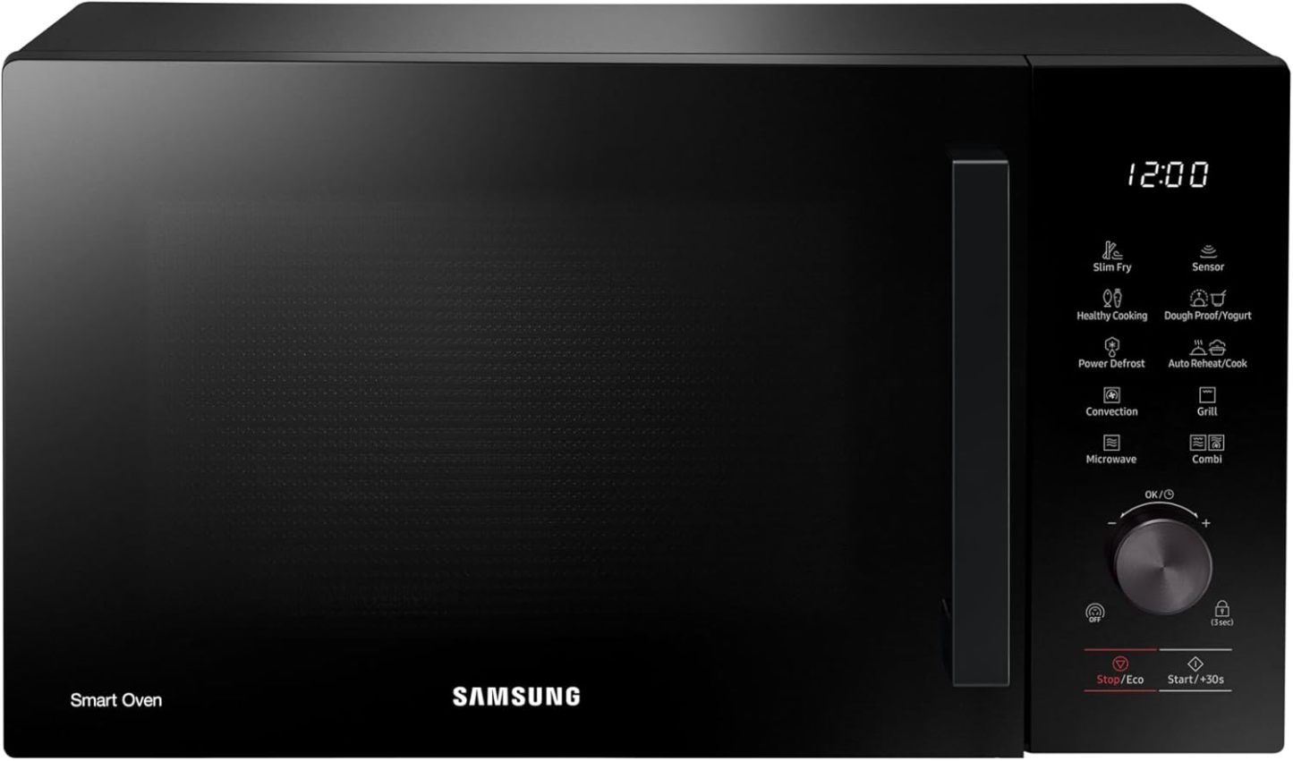 Samsung MC28A5137KK Micro-ondes avec Grill 28L Noir, 900W micro-ondes, 1500W gril, fonction friture saine sans huile, intégré-Bamboogohaus