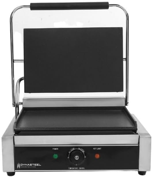 Dynasteel Grill Panini Professionnel Plaques Lisses 2200W, Température Réglable 50–300°C en Acier Inoxydable avec Bac Récupérateur-Bamboogohaus