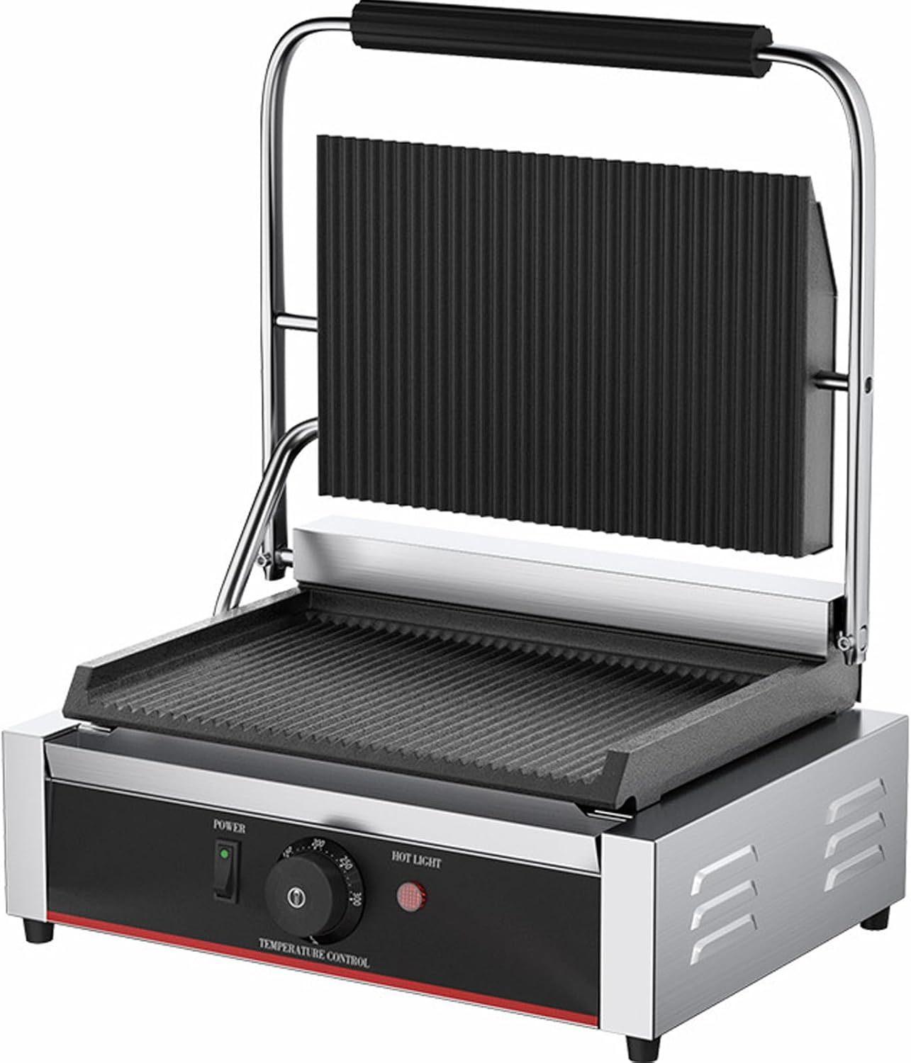 RUYICZB Appareil à Panini et Sandwich Multifonction 1800W 220V, Grille-Pain Rectangulaire Réversible, Thermostat Réglable 122–572°F, Acier Inoxydable Compact-Bamboogohaus