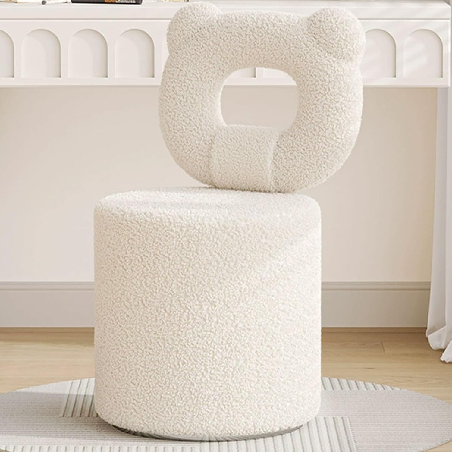 Tabouret coiffeuse rond élégant avec dossier – Chaise coiffeuse multifonction moderne sans accoudoirs, siège doux pour salon et entrée, taille fixe-Bamboogohaus