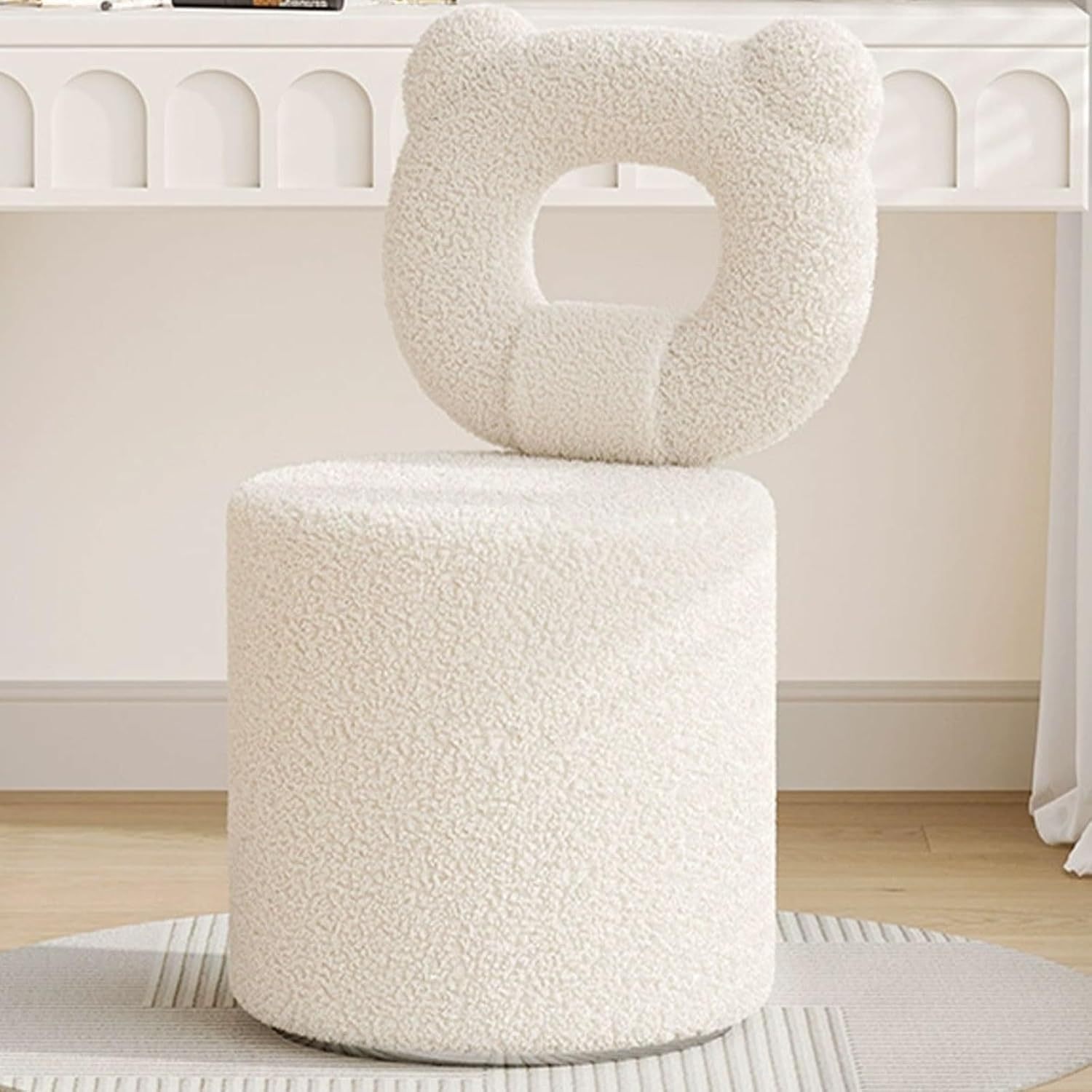 Tabouret coiffeuse rond élégant avec dossier – Chaise coiffeuse multifonction moderne sans accoudoirs, siège doux pour salon et entrée, taille fixe-Bamboogohaus