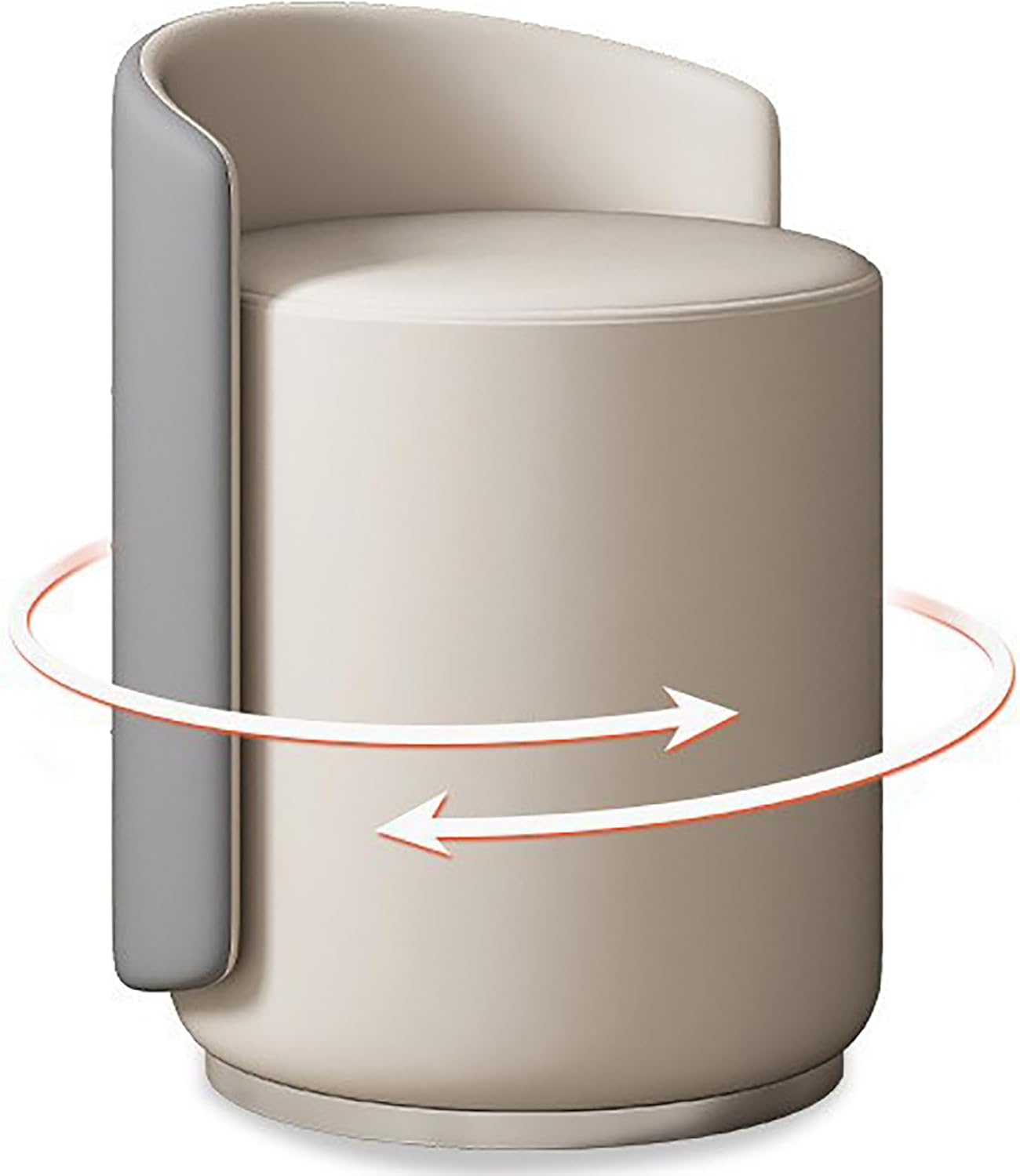 Tabouret de Coiffeuse Pivotant 360° avec Dossier Bas, Siège Confortable pour Chambre ou Bureau, Gris Uni-Bamboogohaus