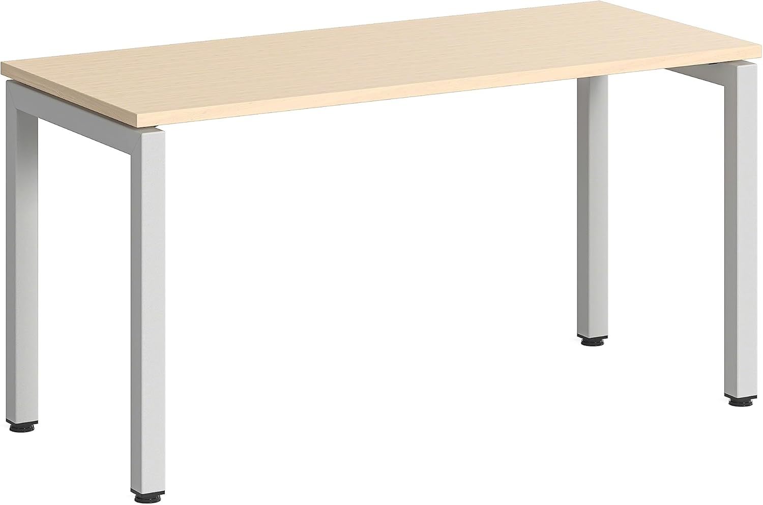 Bureau d'ordinateur 140x60x73,5 cm Rectangulaire Chêne clair et blanc gris Métal et acier inoxydable-Bamboogohaus