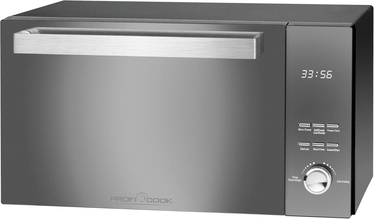 ProfiCook PC-MWG 1204 Four à micro-ondes avec gril 23L Noir, 800W micro-ondes, 1000W gril, porte double vitrage, 36 x 44 x 26 cm-Bamboogohaus