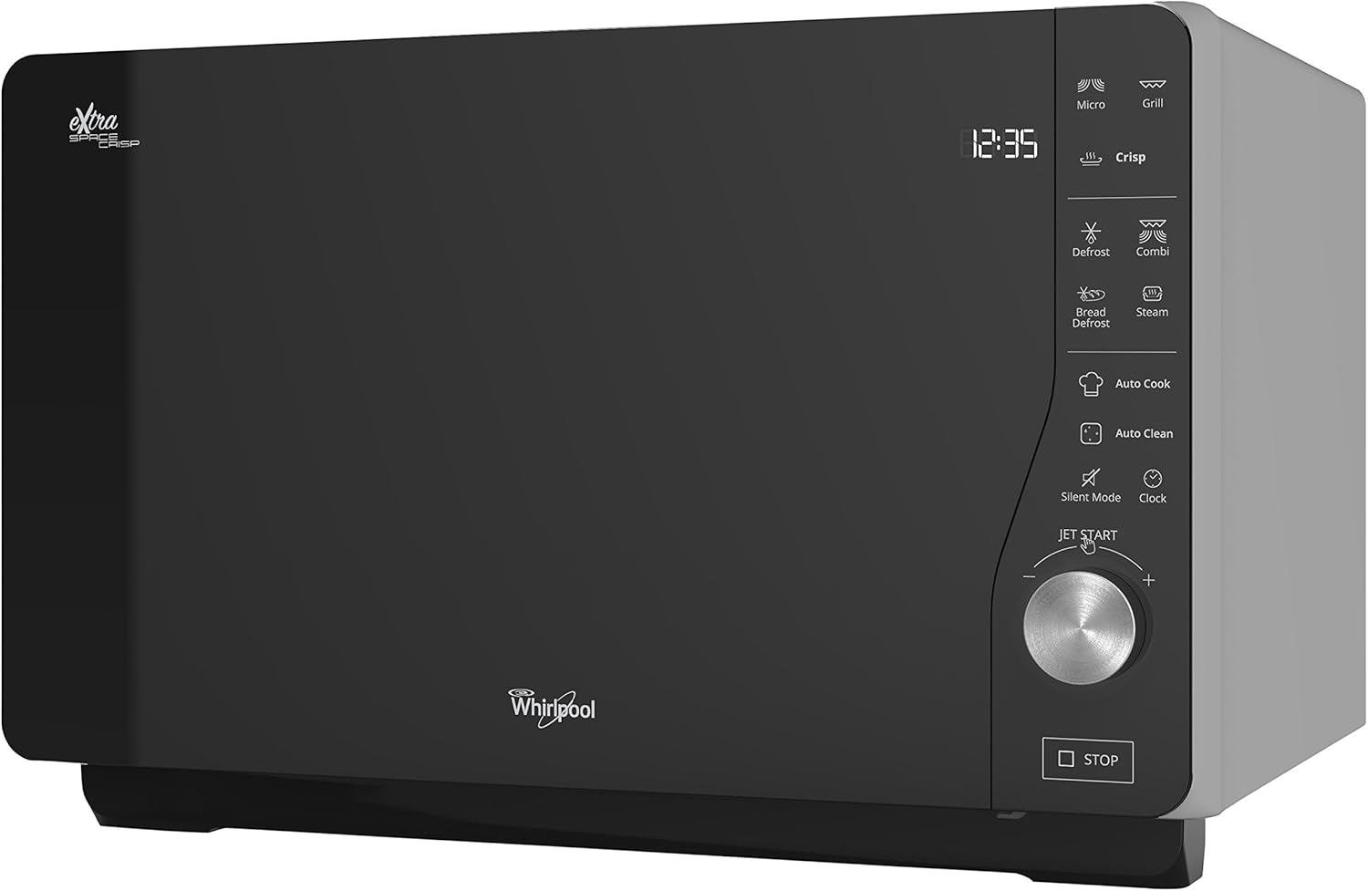 Whirlpool MWF 427 SL Four à micro-ondes Extra Space Grill 25L Argent, 800–1000W, fonction Crisp, Steam et gril, autonome-Bamboogohaus