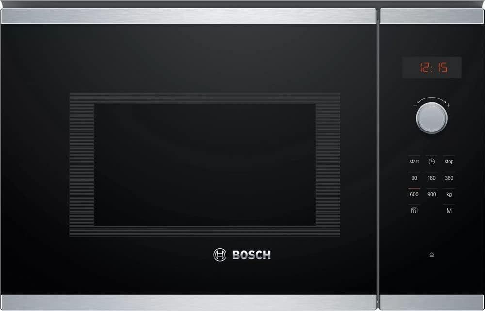 Bosch BFL553MS0 Série 4 Micro-ondes Intégrable 25L 900W 59 x 38 cm Noir et Acier Inoxydable avec Plateau Tournant 315 mm-Bamboogohaus