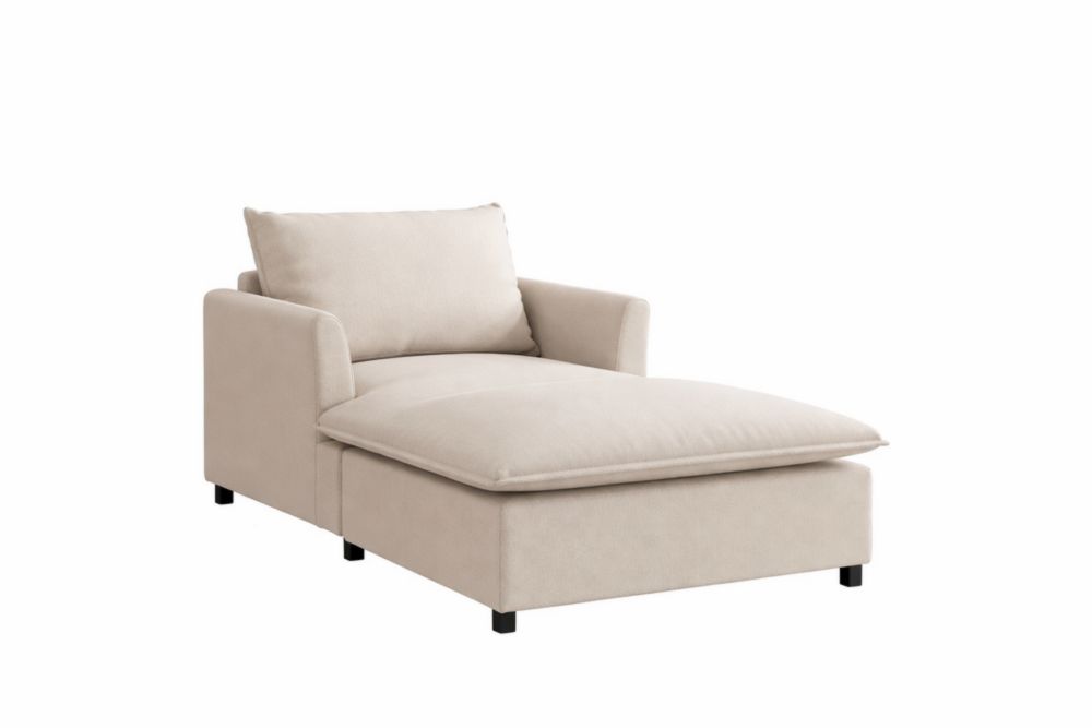 Chaise longue in Legno massello e Fibra di poliestere beige 150x75x85 cm