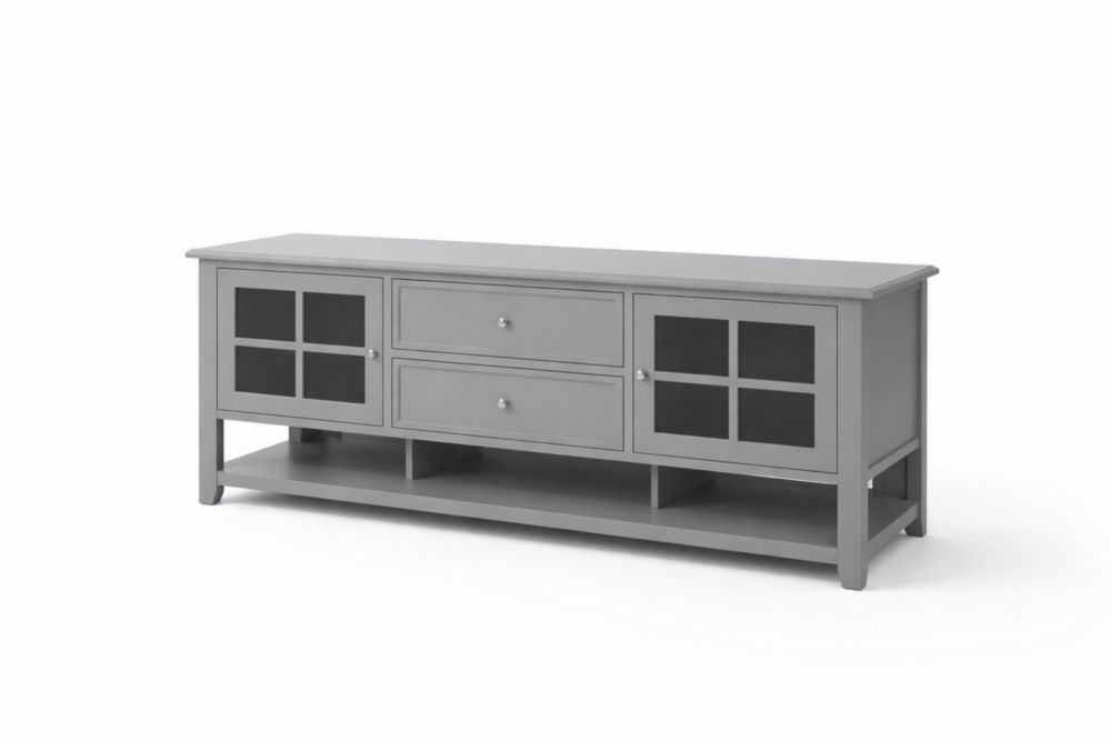 Mobile TV in MDF con ante in vetro grigio 150x50x40 cm