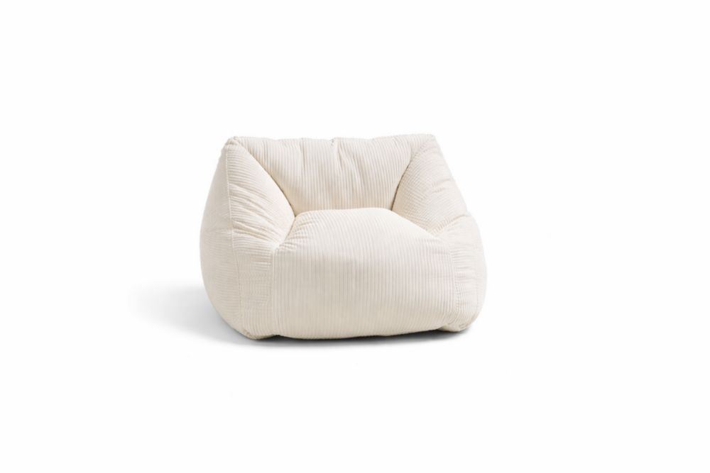 Poltrona in Velluto a Coste Crema 80x100x70 cm