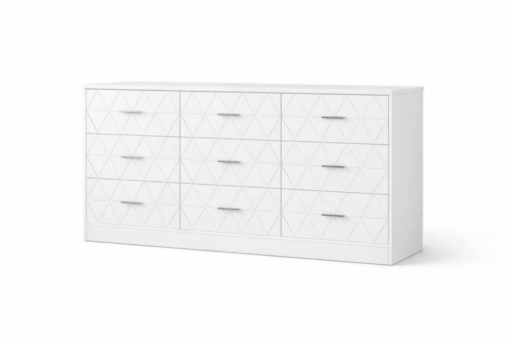 Cassettiera in MDF Bianco 150x45x75 cm con 9 Cassetti