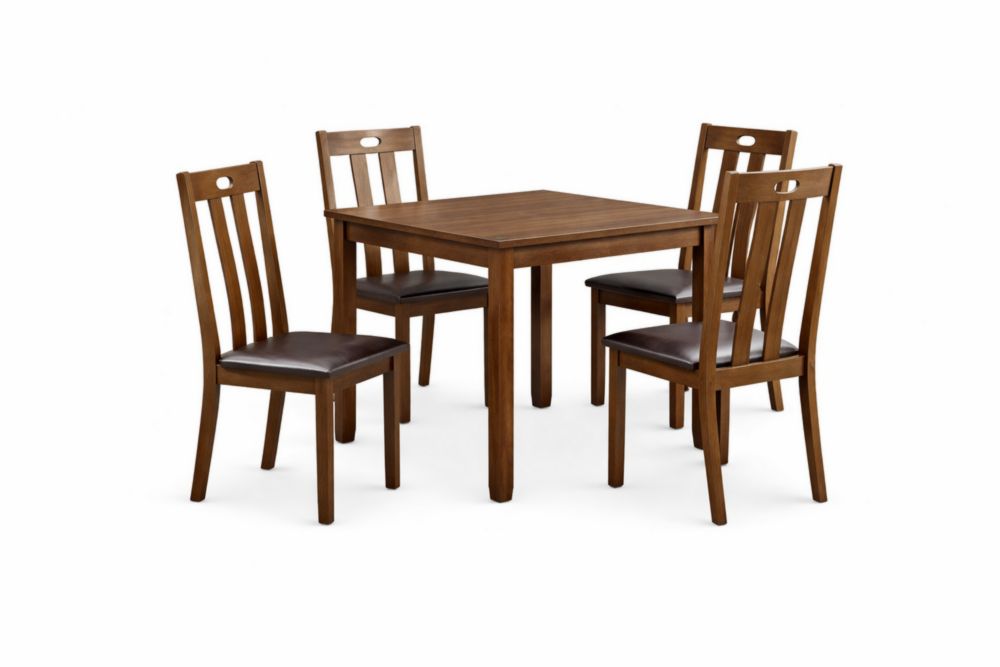 Set tavolo e sedie in legno massello marrone