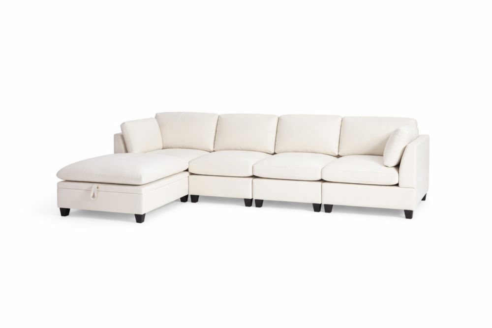 Divano angolare in Fibra di poliestere bianco con chaise longue