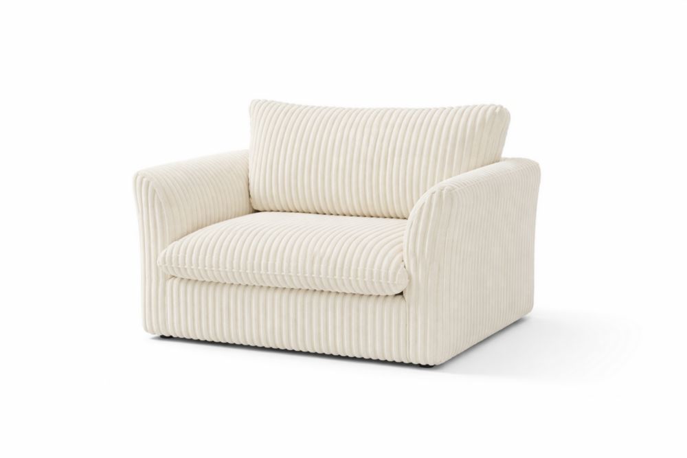 Poltrona in cotone a coste crema 120x90x80 cm