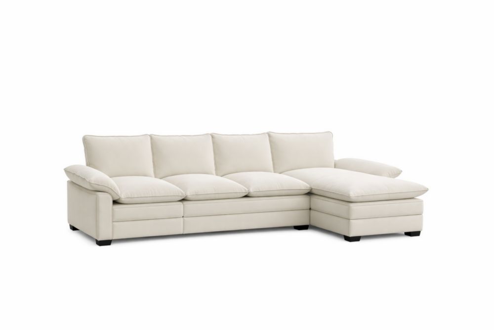 Divano angolare in pelle con chaise longue