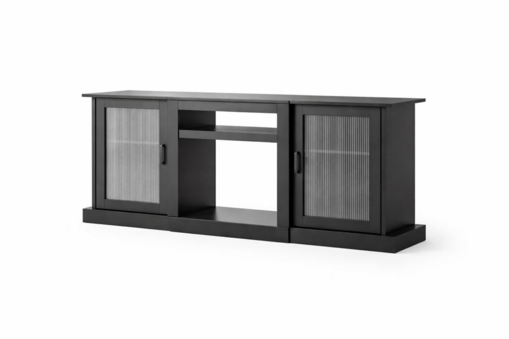 Mobile TV in Legno massellonero con porte scorrevoli in vetro