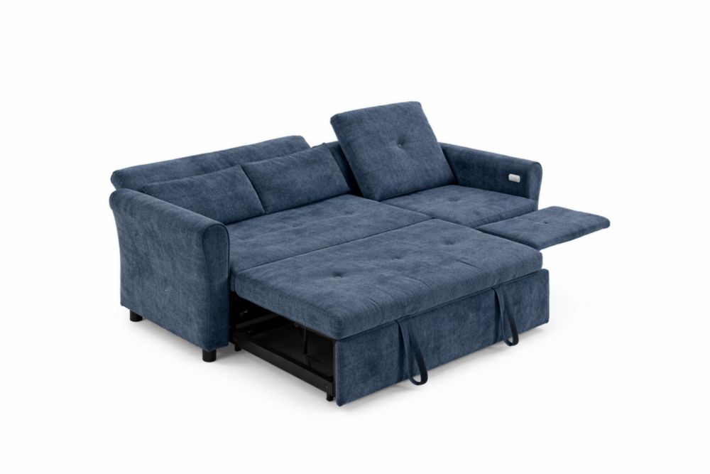 Divano Letto Blu in Fibra di poliestere e Acciaio inossidabile 200x150x85 cm