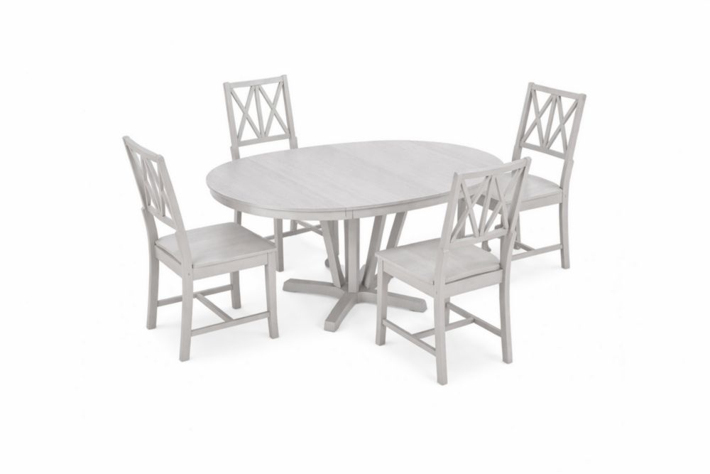 Set Tavolo Ovale in Legno masselloGrigio con 4 Sedie