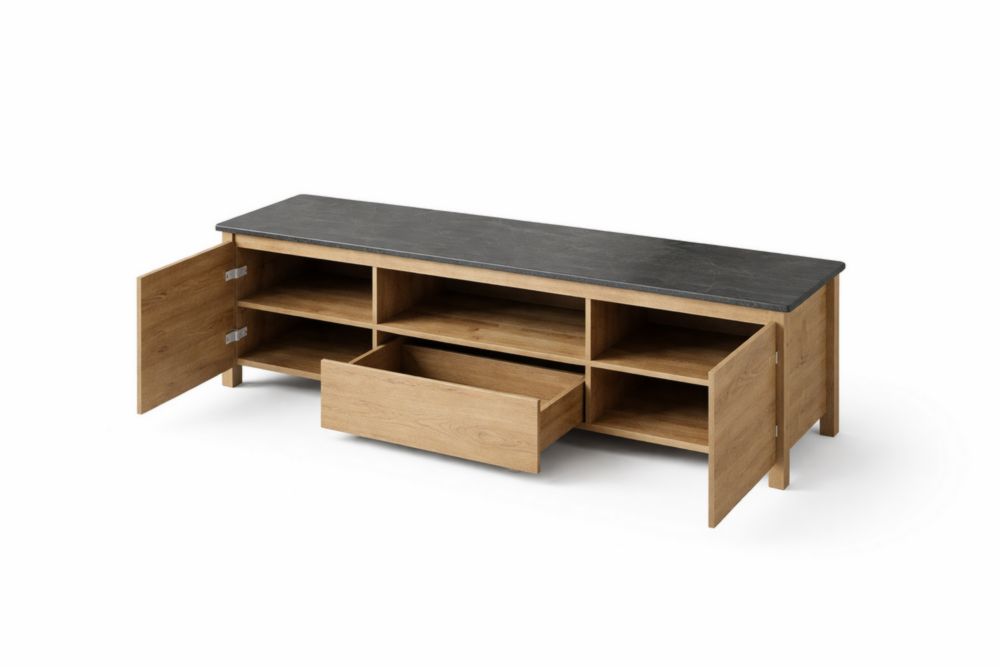 Mobile TV in Legno massello con Superficie Nera