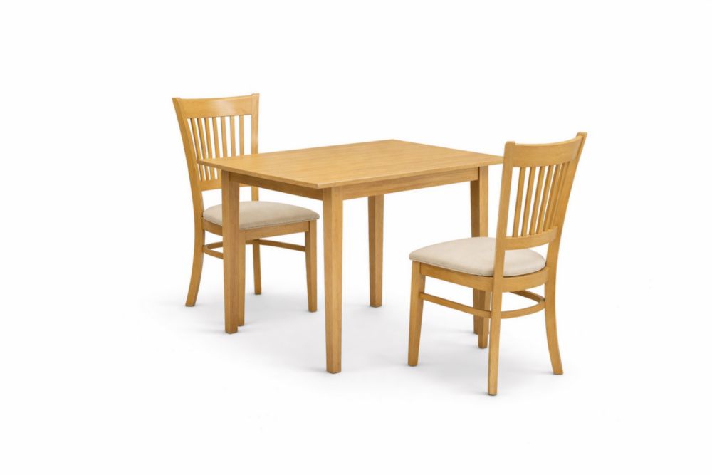 Set tavolo rettangolare con due sedie in legno rovere chiaro
