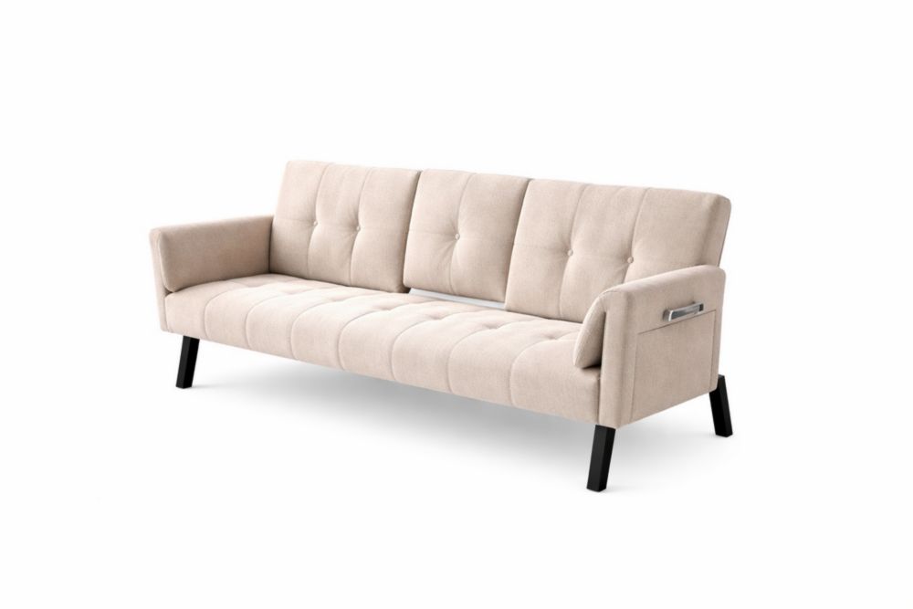 Divano in Fibra di poliestere Beige con Schienale Reclinabile