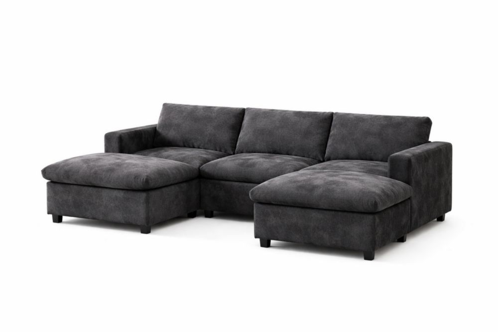 Divano Angolare in Fibra di poliestere Grigio